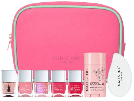 Nails.INC Guava Goddess Pedicure Set: 8-Piece Gel Polish & Foot Care | Achieve salon-worthy results with our all-in-one collection featuring rapid-dry top coats and restorative botanical balms.