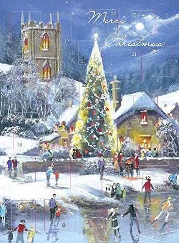 Advent Calendar Scenic Ice Skating Artistic Glitter Finish