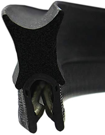 SMI-Dichtungsprofil DO16 für 1-4mm PVC mit Stahleinlage/EPDM Moosgummi selbstklemmend ohne Kleber - Kantenschutz mit Dichtung oben, Kantenschutzdichtprofil für Auto, Kofferraum (5 m)