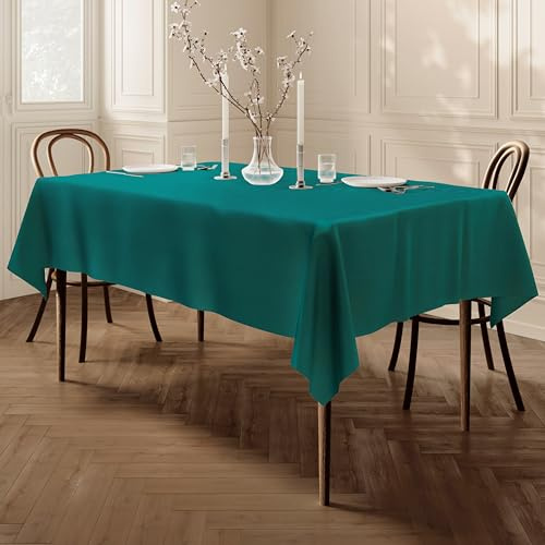 Home Direct Qualitäts Tischdecke Textil Eckig 150 x 300 cm, Farbe wählbar Blaugrün
