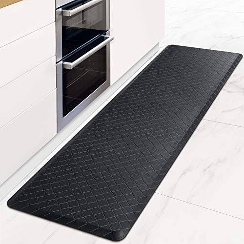 HappyTrends Kitchen Mat Cushioned Anti-Fatigue Floor Mat,17.3x60,Thick Waterproof Non-Slip Heavy Duty Ergonomic Comfort Rug for Kitchen,Floor,Office,Sink,Laundry,Black