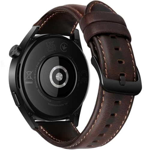 MroTech 22mm Armband Kompatibel mit Huawei Watch 4/4Pro/GT3/3 Pro 46mm/GT2/2 Pro/GT2e/GT 46mm Ersatzarmband für Galaxy Watch3 45mm/SM-R800 46mm/Gear S3 Frontier Lederarmband,Kaffee + Schwarz Hardware