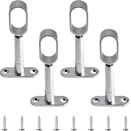INCREWAY Soporte para varilla de armario, 4 piezas de aleación de zinc hueca ajustable, soporte para riel de armario ovalado para armario de gabinete en dormitorio y baño