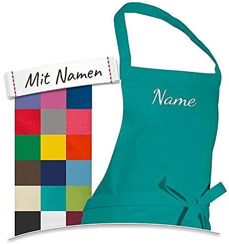 LALALO Personalisierte Schürze mit Namen, Latzschürze Bestickt, Kochschürze Grillschürze Damen Herren, Malschürze Basteln, Kochen, Garten oder Werken, 100x80 cm