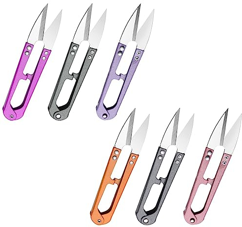 Stickschere, 6-teilige U-Nähschere, Mini-Kreuzstich-Nähschere, Schneiderschere, Ideal für Näh-, Bastel- und Heimwerkerbedarf (zufällige Farbe)