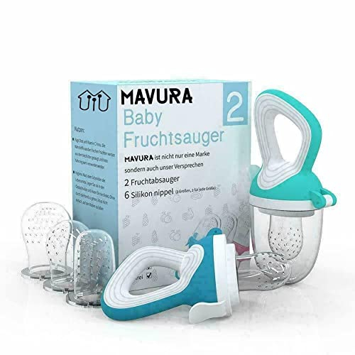 FruchtZauber Fruchtsauger Set Baby Obstsauger Beruhigungssauger, Fruchtschnuller Frucht Obstschnuller Nuckel Silikon BPA-frei Beißring