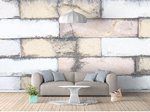Papel Pintado Retro 3D Marrón Gris Blanco Ladrillo Vintage Industrial Loft Piedra Mural Papel Pintado Mod Decoración Fotomural Dormitorio Sala De Estar Pared Pintado Papel Tapiz No Tejido-250cm×170cm