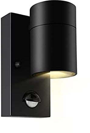 Kerry Outdoor Motion Sensor Wall Lights, Downward Outside Lighting Mains Powered, IP44 Black Stainless Steel Downlight, Exterior PIR Detector Security Fixture for Front Door, Porch, Garden, Patio