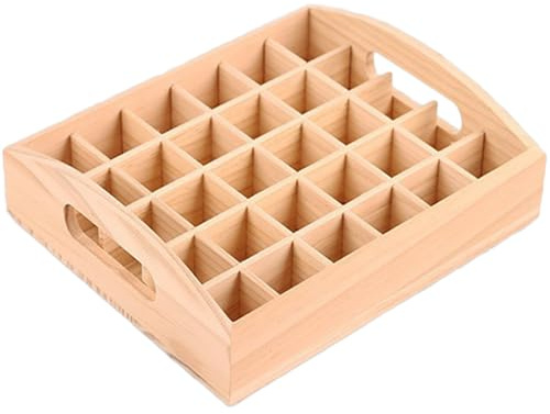 WishesMar 30 Slots Ätherisches Öl Halter Regal aus Holz - Bietet Platz für 5ml 10ml ätherisches Öl-Flaschen - Aufbewahrungs Ständer Gestell Organisator für Ätherische Öle und Duftöle #A