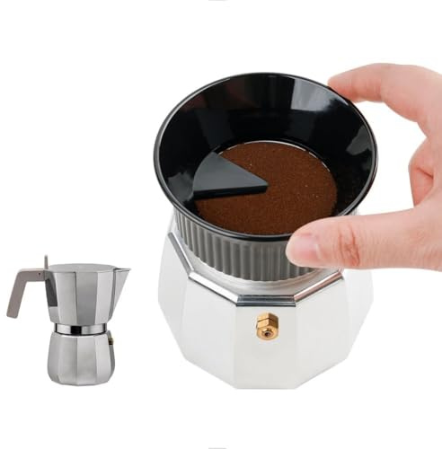watchget Embudo dosificador Moka Pot, embudo dosificador de café expreso, anillo dosificador de plástico Moka Pot anillo dosificador de 60 mm receptor de polvo y herramienta de distribución para 6