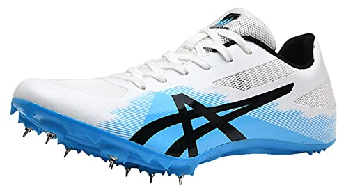 SDEQA Herrkvinnor och fältskor med spikar med spikar Racing hoppande sprint sneakers Andningsbar lätt körträning,White,37 EU