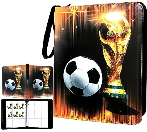 Trading Card Binder 900 Pockets, Soccer Card Binder Holder with 50 Removable Sleeves Fits 900 Sport Cards, Soccer Card Gifts Collector Album with Zipper Storage Display Case