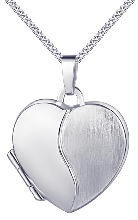 JEVELION Silberkette Medaillon Herz 925 Silber Amulett für 2 Bilder zum Öffnen für Damen mit Halskette und Schmuck-Etui Mit Halskette - Kettenlänge 50 cm.