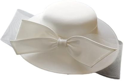 Suwequest Top Hat Frauen Bankett Elegant Kleid Braut Hochzeit Weiß Fedora Hut, weiß, 56/58 cm