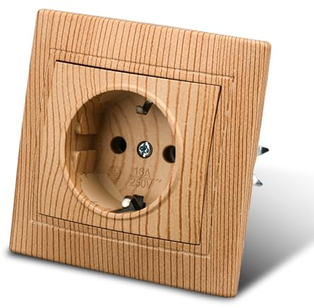 Presa da muro per montaggio a incasso,Set di prese elettriche da muro,Prese elettriche da muro interno 250V AC 16A, inserto da incasso e coperchio,Presa incasso venature del legno presa a terra