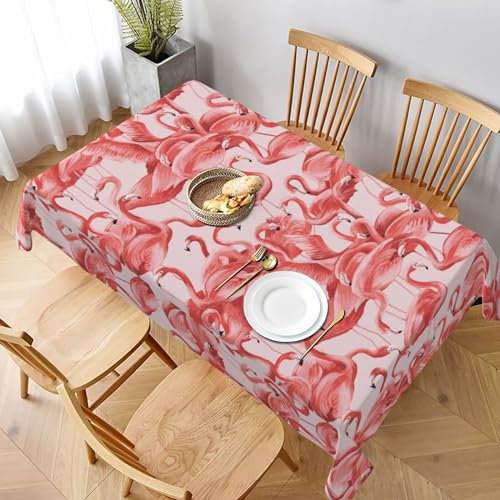 AMINNU Rechteckige Flamingo-Tischdecke, wasserdicht, langlebig und knitterfrei, für Esstische, Partys und Picknicks.