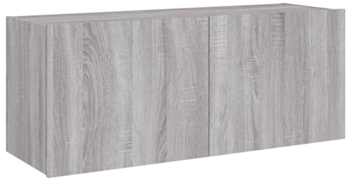 vidaXL Väggmonterad tv-bänk LED grå sonoma 100x35x41 cm, väggenhet, väggmonterad TV-enhet, väggmonterat skåp, TV-väggenhet, hängskåp, väggförråd