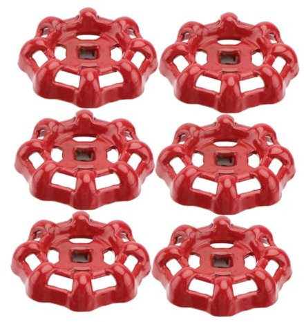 Yardenfun Gusseisener Absperrventilgriff 6 Stück 6mm Rot Metall Handrad Mit Geringer Reibung Zuverlässiger Dichtung Flachboden Design Für Wasserrohrabsperrung