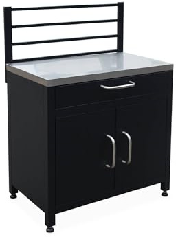 sweeek-Módulo cocina exterior de acero 1 cajón y 2 puertas, 80cm, Grimaud, Negro, 72x46x35.5 cm