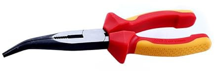 8-Inch Insulated Bent Needle Nose Pliers - 1000V High-Pressure Resistant, Multi-Function Angled Long Nose Pliers