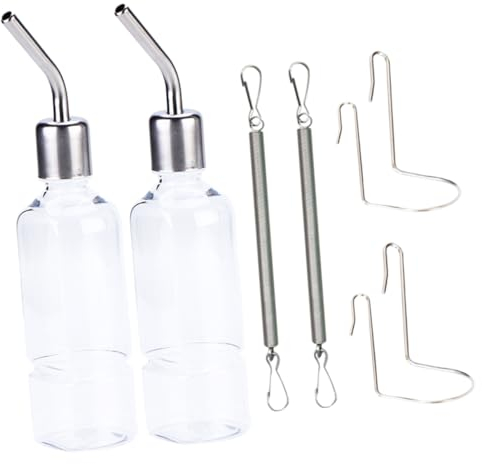 Hohopeti 2pcs Rabbit Drinker Hanging Water Bottle Stainless Steel Guinea Pig Drinking Bottle Dispenser for Outdoor Use