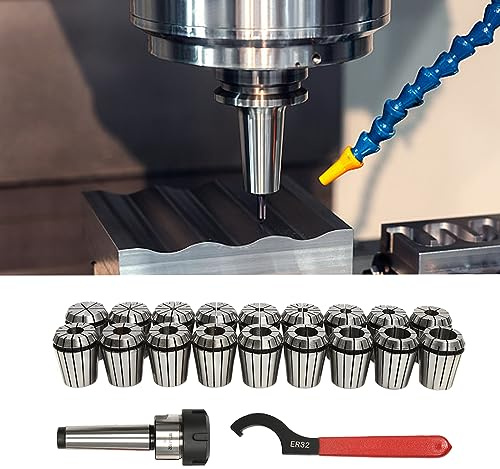 MT3 ER32 M12 Milling Machine Collet Chuck Set, 18Pcs Spring Collet for CNC Engraving Machine and Milling Lathe Tool, with Spanner & Collet Holder