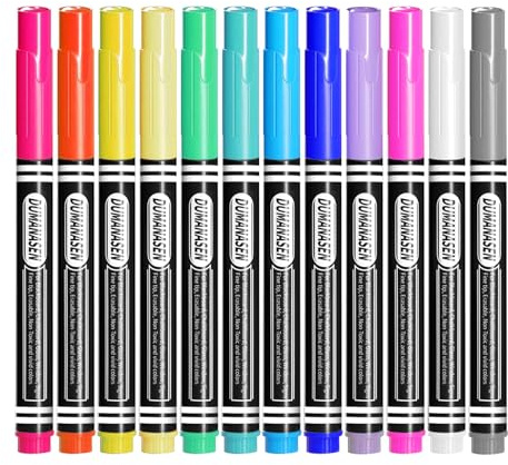 DumanAsen New Version 12pcs Chalk Pens for blackboard, Liquid Chalk pens for Chalkboard and Glass, Acrylic Calendar Planning Board, Whiteboard pens for Window Christmas Halloween, Chalk Pens 12 Pcs