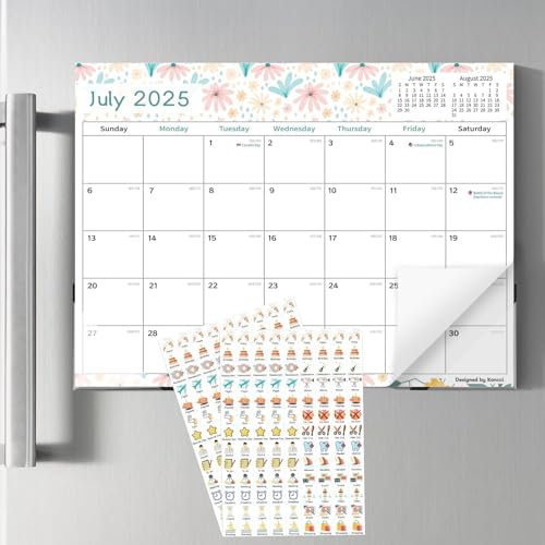 Koncci Calendar 2025-2026, Magnetic Calendar for Fridge, 15 Monthly October 2025 - December 2026, for Family Planning and Easy Organizing your life (32.5 x 24cm)