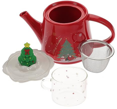 Mikinona Keramik-Weihnachts- /-tassenpaar Rotes Weihnachtsbaum- Teeservice Für Feiertagstreffen Teegeschirr-Kollektion