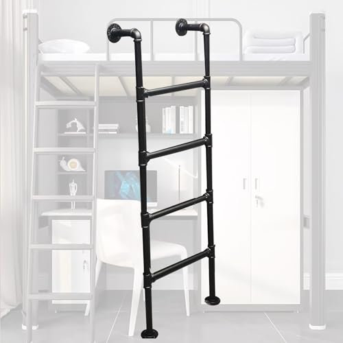 Scala a 8 gradini per letto a castello, resistente, colore nero, per LoftAtticDormLibraryDeck, montaggio a parete, in ferro battuto, scala per finestra, 135 cm