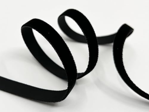 Luxus Samtband mit Webkante, 9mm, 5m-Rolle, 33 Farben, waschbar, für Geschenkverpackungen, Dekorationen, zum Nähen | Seidenbandweberei Säckingen GmbH (725 schwarz)