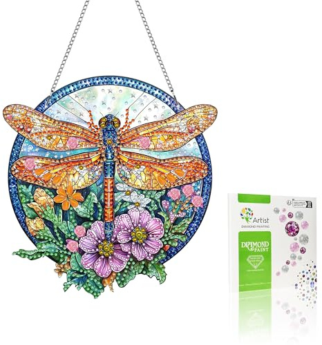 VAIIEYO Dragonfly Diamond Painting Hanging Ornament, Window Hanging Kit with Chain, Special Shaped Crystal Pendant Animal Diamond Art Craft for Gift Home Wall Front Door Garden Decoration-15