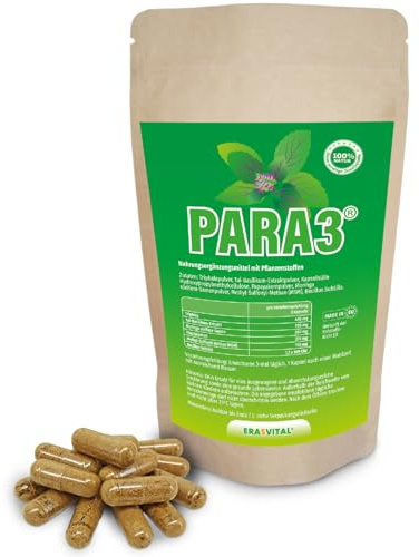 PARA3 90 Kapseln Pflanzlicher Bitterstoff-Kur Papaya-Kernen Moringa Samen Tai-Basilikum MSM Bacillus Subtilis vegan