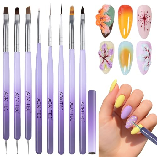 Aokitec Kit de Brosses à Ongles Pinceaux de Vernis À Ongles en Gel, Stylo à Ongle Art, Outils de Peinture avec Pinceau de Gel d'Extension d'Ongle, Outils de Manucure pour Salon DIY à la Maison Femmes