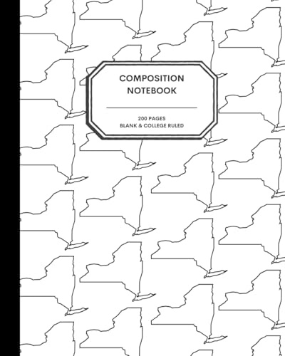 8x10 Composition Notebook - 200 Alternating Blank and College Ruled Pages - New York State Outline Notebook Journal with Clean White Background for Kids, Preteens, Teens and Adults