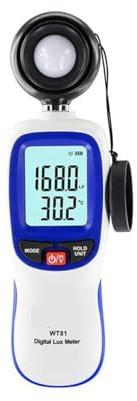 JCKJWL Luxómetro Digital Precisión Medidor de Intensidad luz Profesional Termómetro 0-20000 Lux Iluminómetro Retención Datos