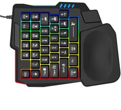 Limtula Clavier Jeu À Une Seule Main À 14 Touches avec Clés Rétroéclairage À Cordon avec Repos Base D'échappement