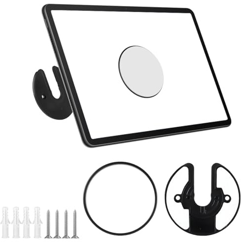 Times Mark Tablet Wall Mount Holder 2 Pack, 90° Rotating Wall Bracket for Tablets, Phones & Small Devices, Adhesive or Screw Installation, Space-Saving Holder for Kitchen, Bedroom, Office, Black