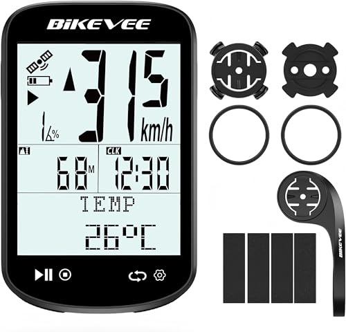 Bikevee GPS Bike Computer, 2.6 Display, Bluetooth 5.4, ANT+, IPX7 | 50h Battery | App & Strava Sync, Speed, Cadence, Heart Rate & Power Sensor Support