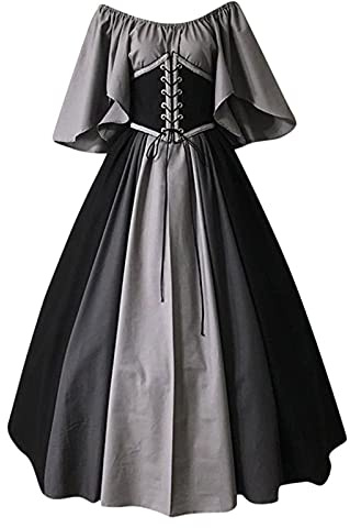 HOOUDO Renaissance Corset Renaissance Dress Women Traditional Irish Medieval Costume Corset Halloween Costumes Regency Victorian Gothic Carnival Outfits Goth Clothes A Black