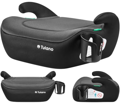 Tulano Cabby 20 Kindersitzerhöhung ab 6 jahre - 125-150 cm Kindersitz | 15-36 kg - Sitzerhöhung auto - Leichtgewichtige - Vorwärtsgerichtet - Getränkehalter - Grau