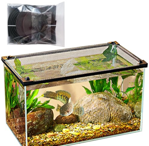 LYVQZPWLRDIY Magneten Aquarium Sprungnetz, Abdecknetz Aquariumdeckel Anti-Sprungnetz Zubehörset, 120 cm lang, Breite 45/50/60 cm(Width:60Cm)
