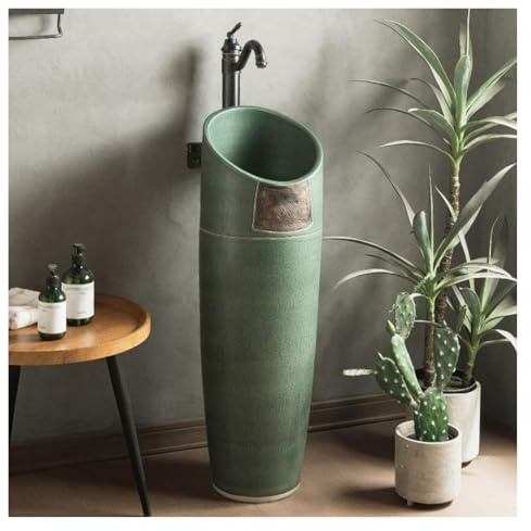 Lavabo De Pedestal De 81 Cm De Altura Para El Hogar, De Una Sola Pieza, Con Grifo Para Cocina Y Dormitorio, De Larga Duración.(Set 1)