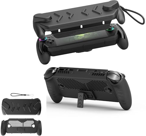 Lokyoyo Funda protectora con cubierta de pantalla para ROG Xbox Ally/ROG Xbox Ally X 2025, funda de agarre antideslizante con correa de muñeca, cuerpo completo resistente a los arañazos (con cubierta