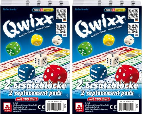 NSV - 4016 - QWIXX - Ersatzblöcke 2er Set - Würfelspiel (Packung mit 2)