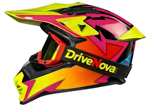 Motocross MTB Helm Fullface, Erwachsener Cross Helm mit Brille, Motorrad Downhill Full Face Helm ATV Motorradhelm Inklusive 3 Größen Helmfutter (YinSu, M-L-XL)
