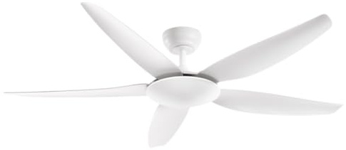 Perenz Ventilatore da Soffitto senza Luce 7200 B Bianco d. 142 cm, 5 pale, 5 velocità, motore DC 50 W, silenziatore