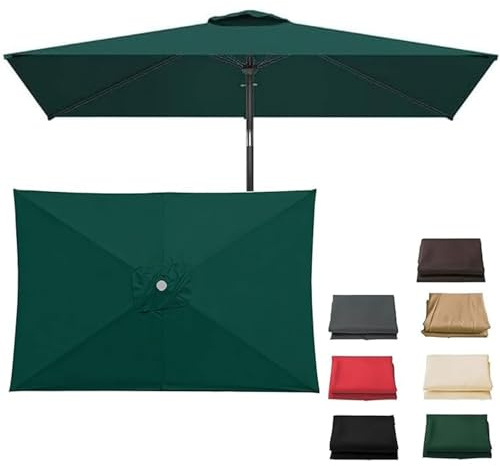 Rechange Telo per Ombrellone da Giardino Rettangolare 4/6/8 Stecche, Tessuto Impermeabile Copertura di Ricambio per Tenda da Sole Da Terrazzo Cortile Spiaggia Piscina Mercato(F7,200x300cm)