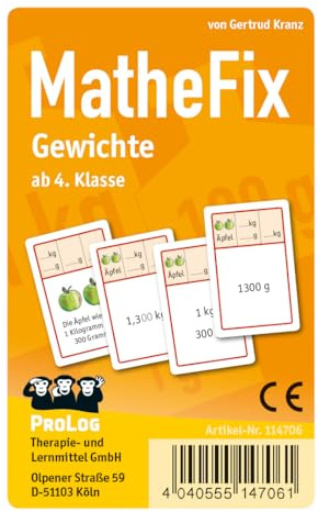 ProLog MatheFix® Weights - Learning Maths with Fun from 4th Grade | Learning Quartet on Grams, Kilograms & Ton | Convert Weights Playfully Understand | 32 Cards