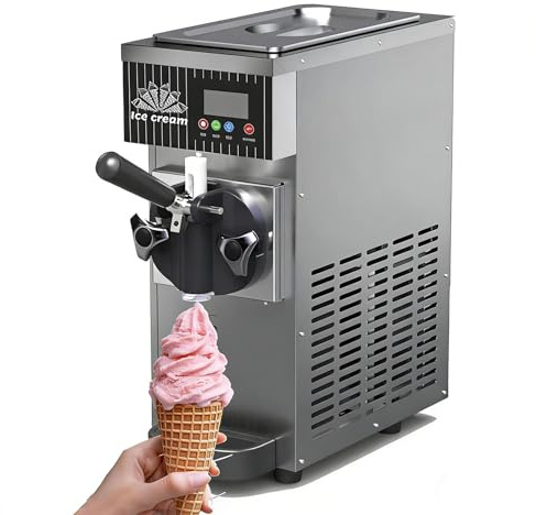 Machine à crème glacée douce pour la maison – Rendement de 4 à 5 kg/h, machine à saveur unique avec pré-refroidissement, nettoyage automatique et panneau LCD